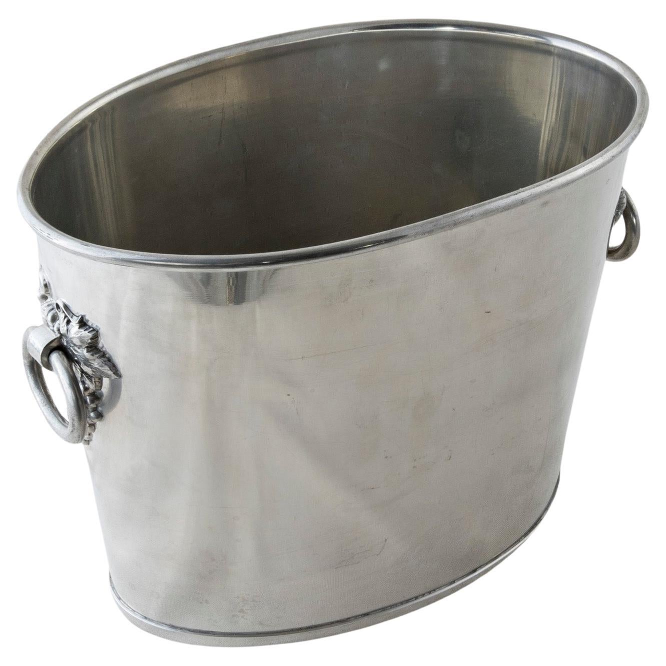 Mid-20th Century French Silver Plate Champagne Bucket with Grape Handles