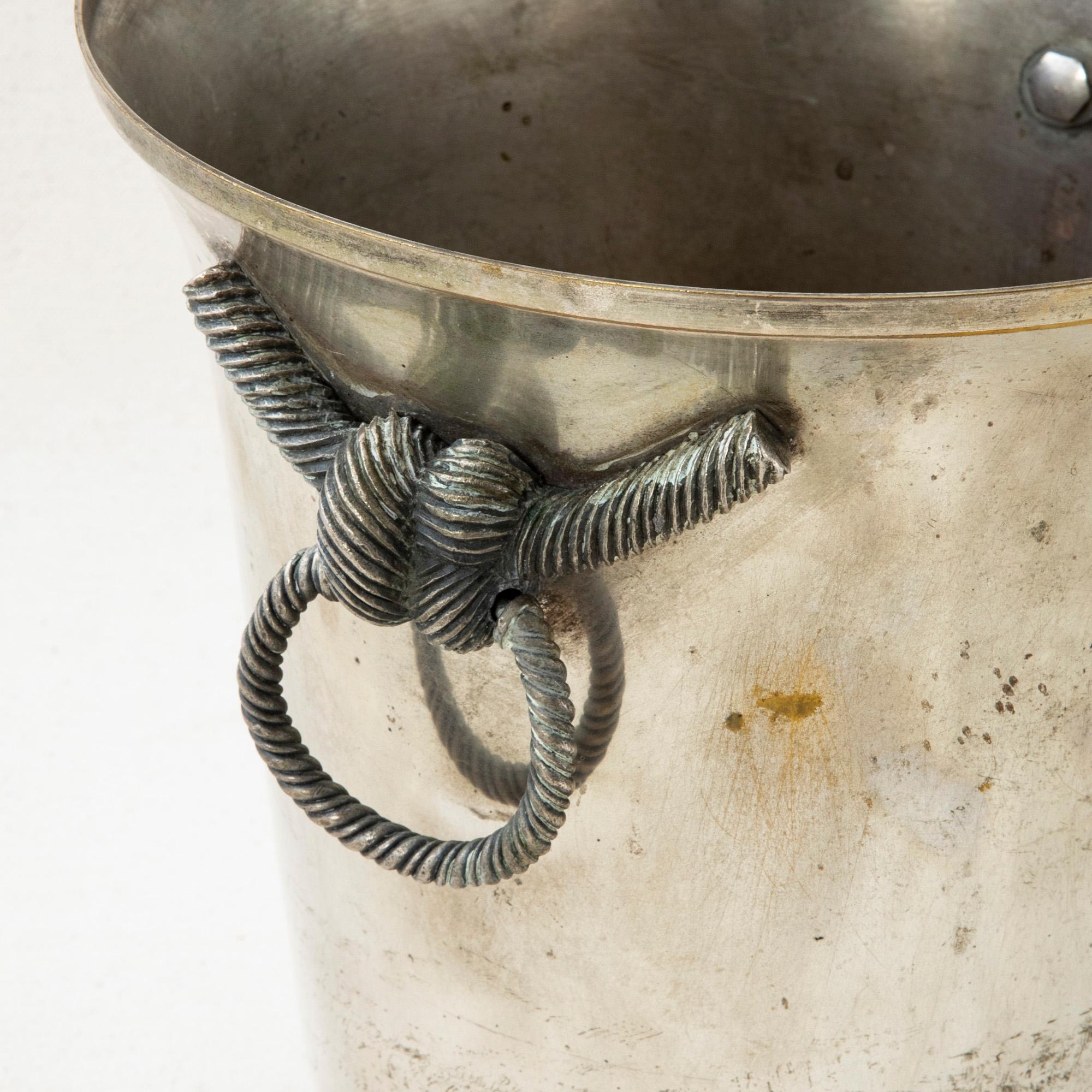 Mid-20th Century French Silver Plate Champagne Bucket with Knot Handles 2