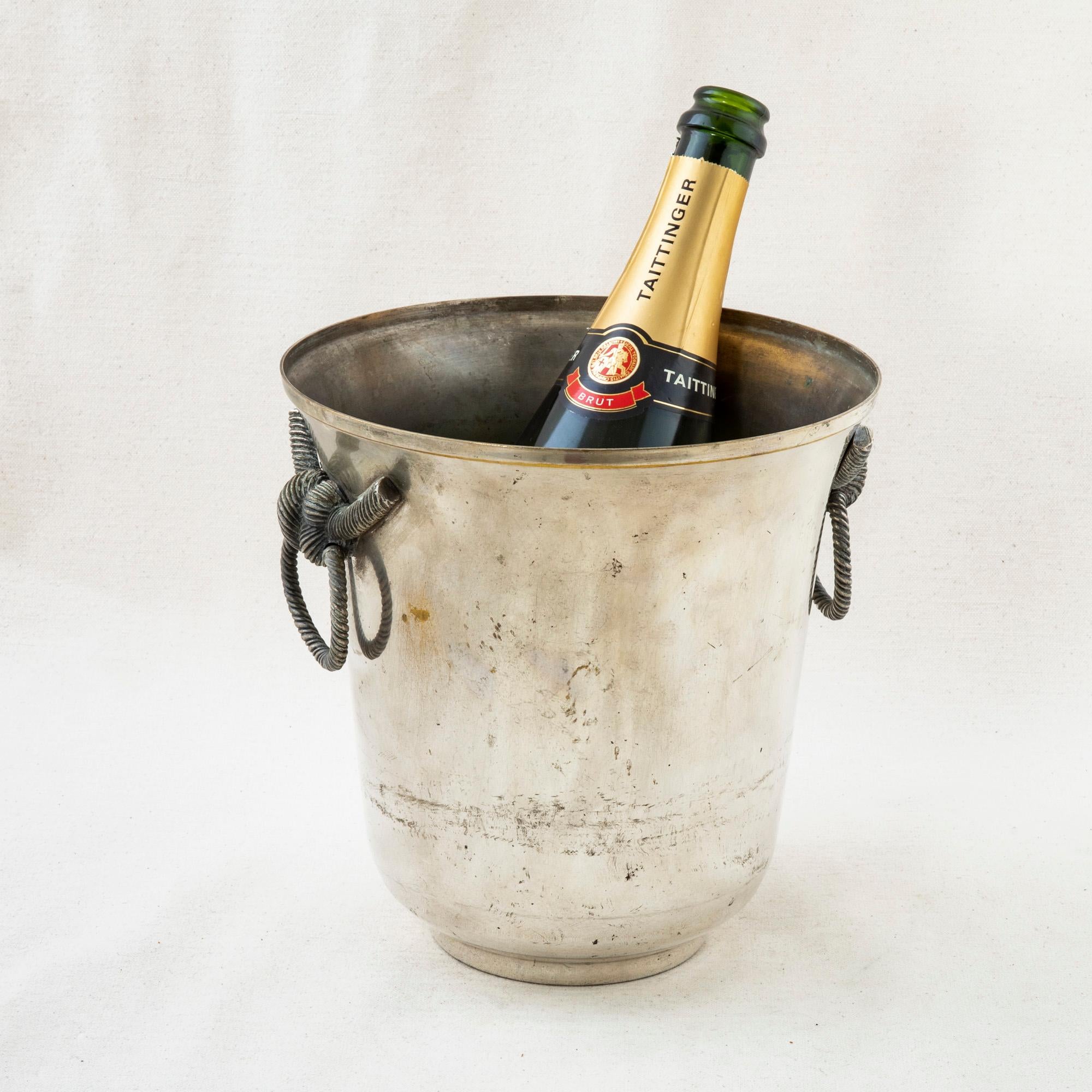 Mid-20th Century French Silver Plate Champagne Bucket with Knot Handles 3