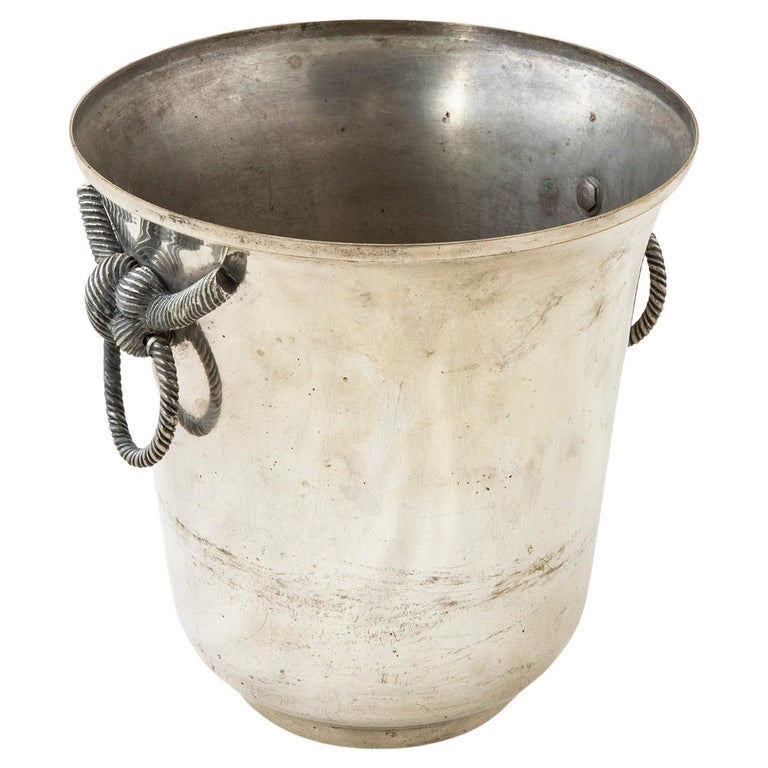 Mid20th Century French Silver Plate Champagne Bucket with Knot Handles