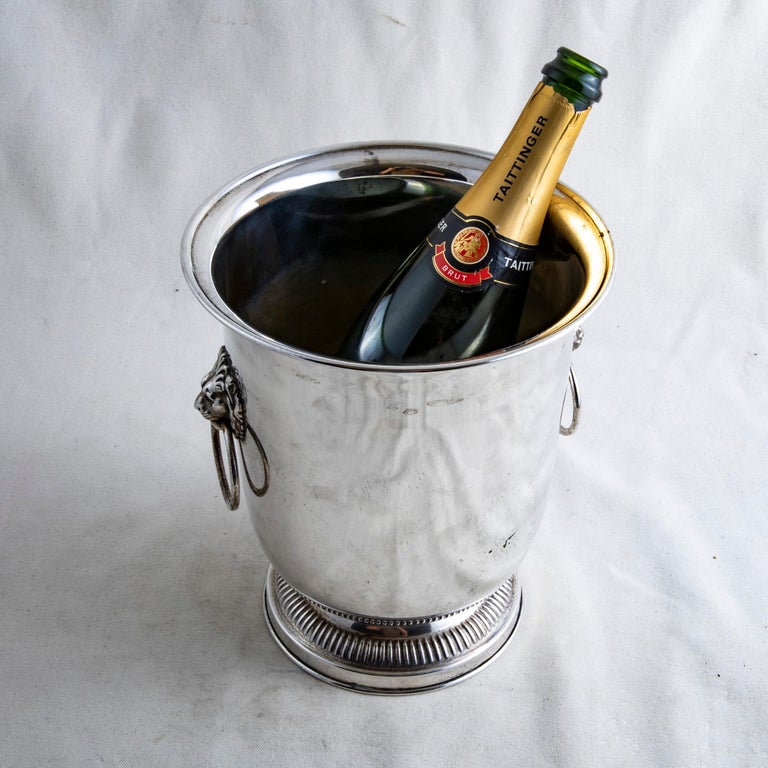 Mid20th Century French Silver Plate Champagne Bucket with Lion Head