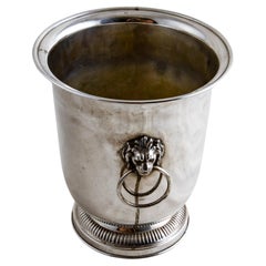 Mid-20th Century French Silver Plate Champagne Bucket with Lion Head Handles