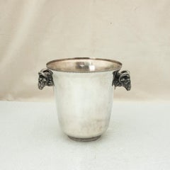 Mid-20th Century French Silver Plate Champagne Bucket with Ram's Heads