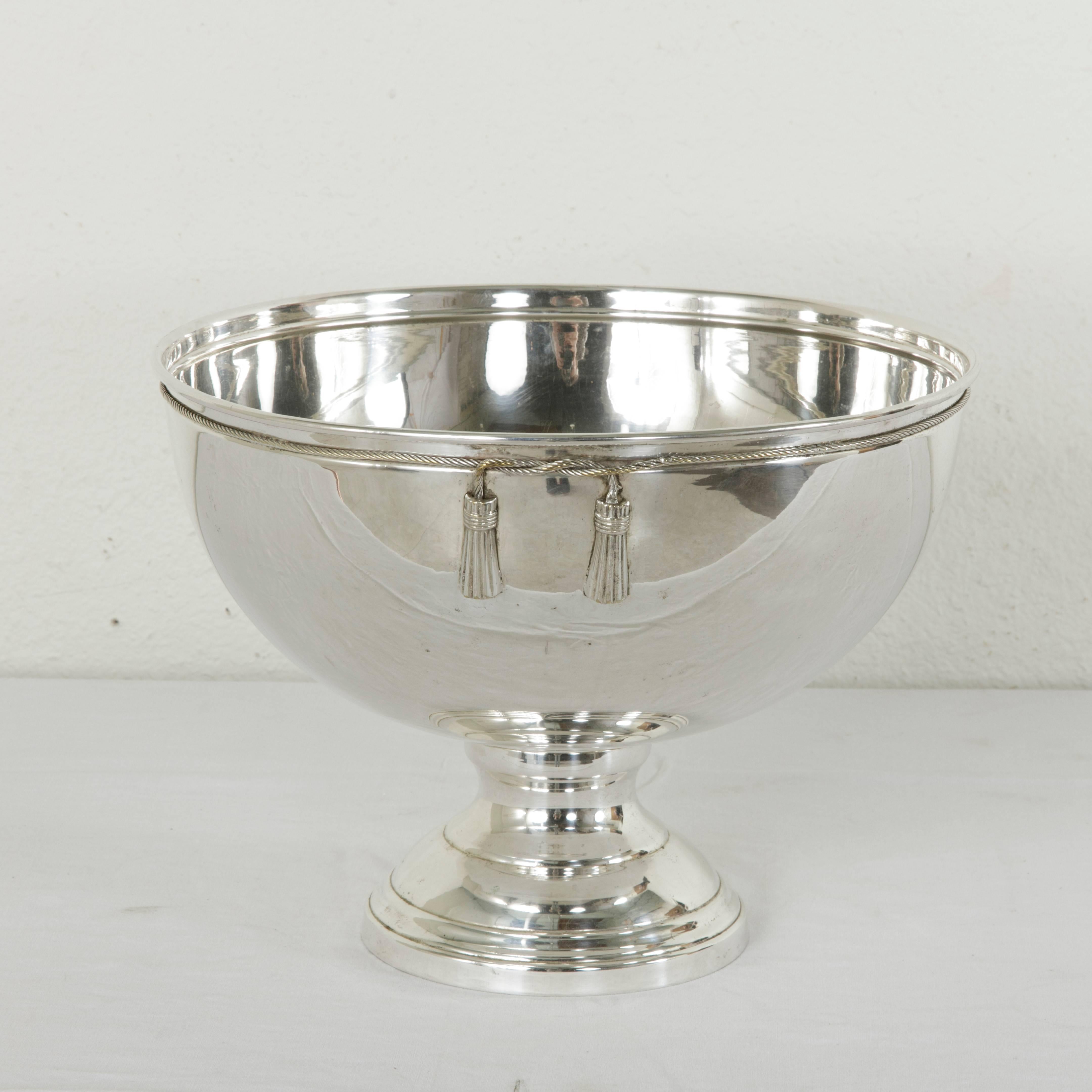 Mid-20th Century French Silver Plate Hotel Champagne Bucket for Four Bottles In Excellent Condition In Fayetteville, AR