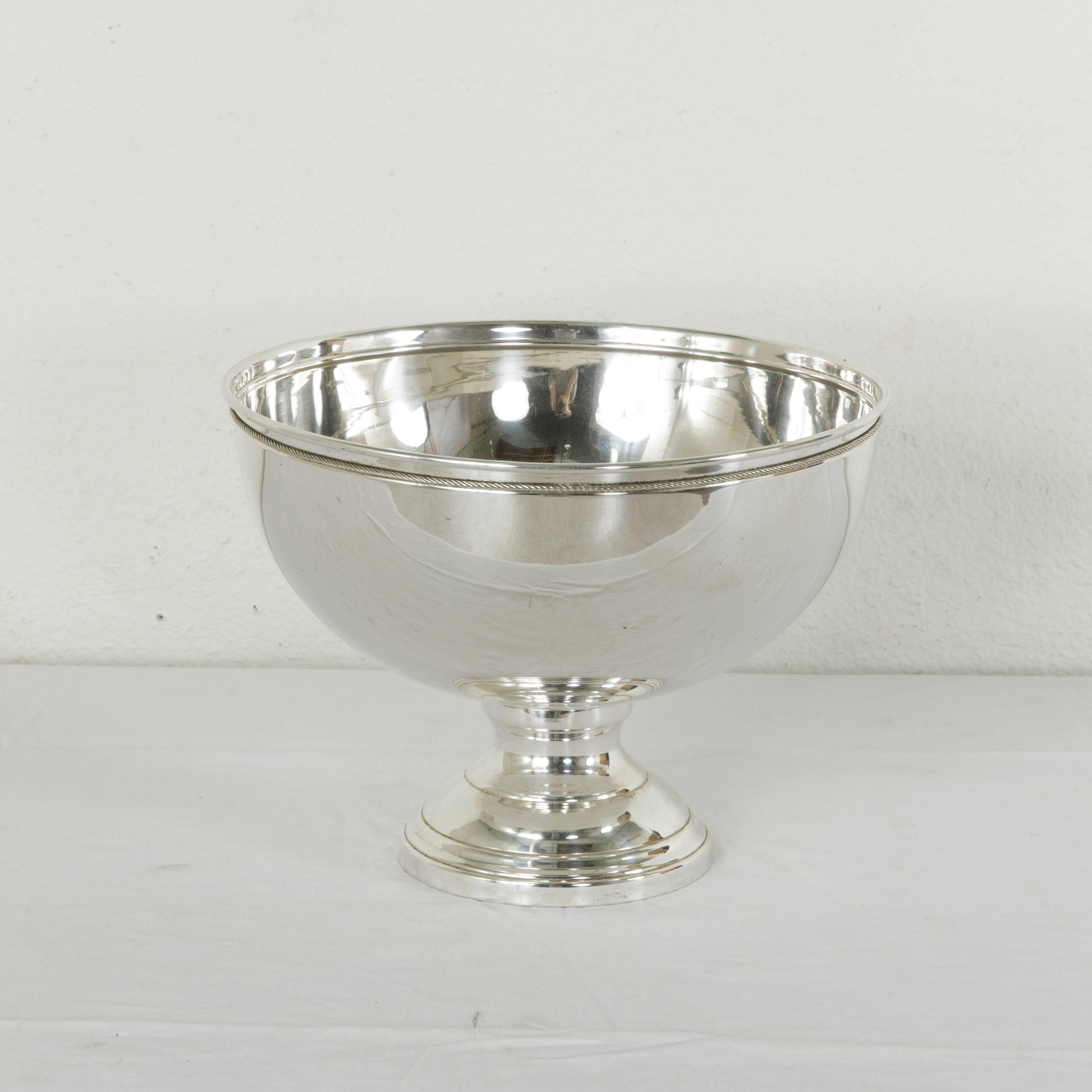 Mid-20th Century French Silver Plate Hotel Champagne Bucket for Four Bottles 2