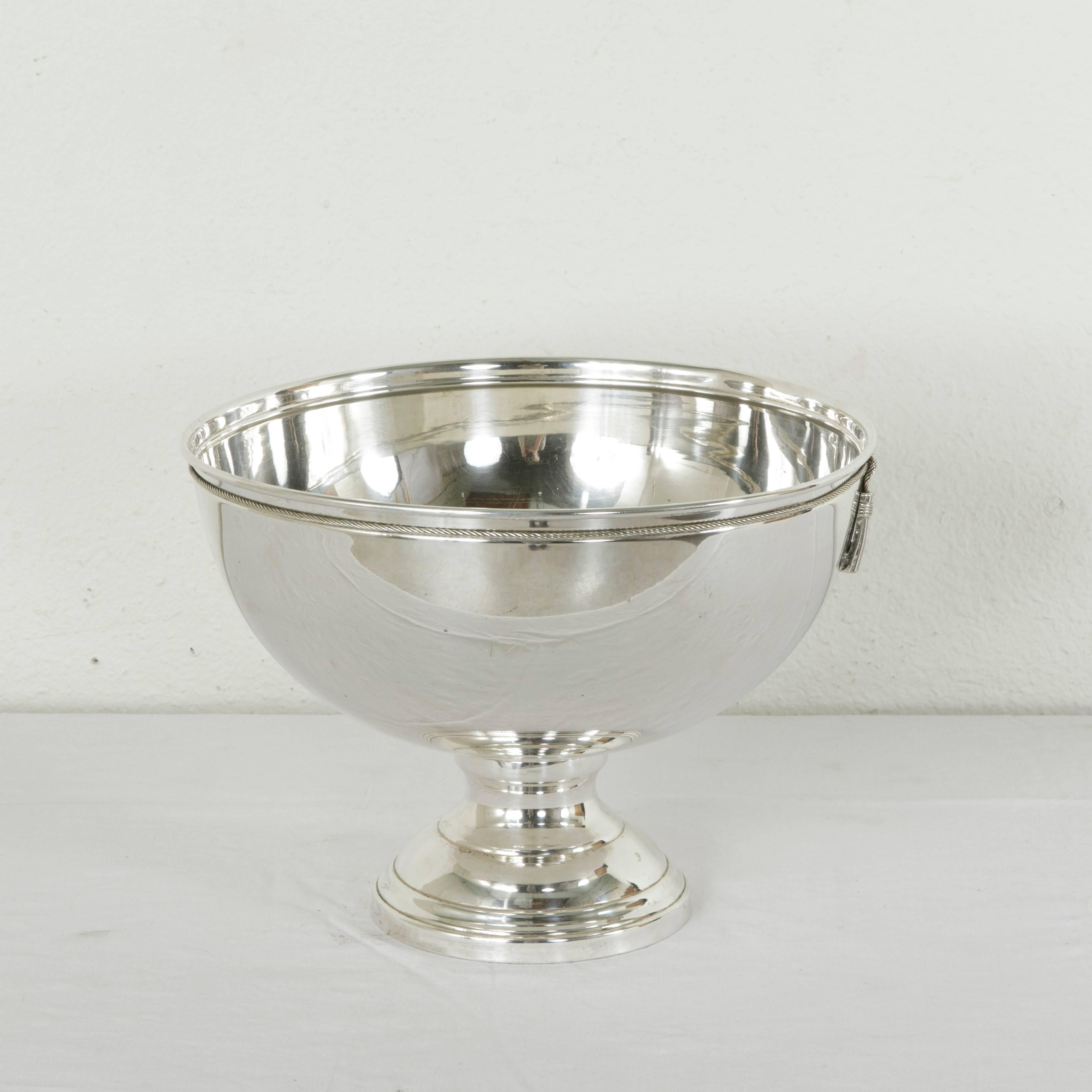 Mid-20th Century French Silver Plate Hotel Champagne Bucket for Four Bottles 3
