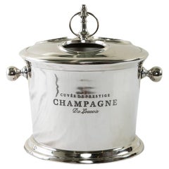 Vintage Mid-20th Century French Silver Plate Hotel Champagne Bucket for Three Bottles