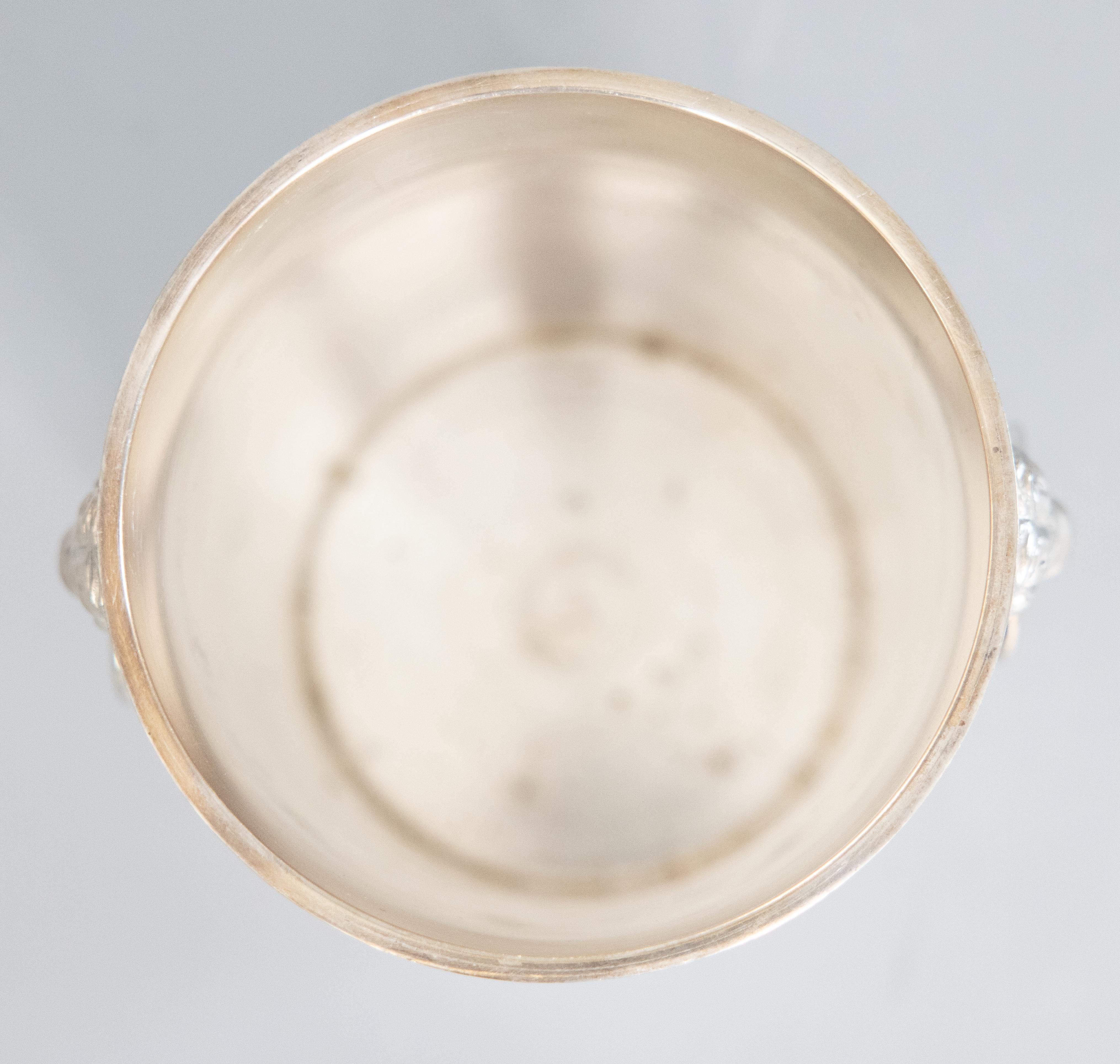 Französischer versilberter Löwenkopf-Eiskübel aus der Mitte des 20. Jahrhunderts im Angebot 2