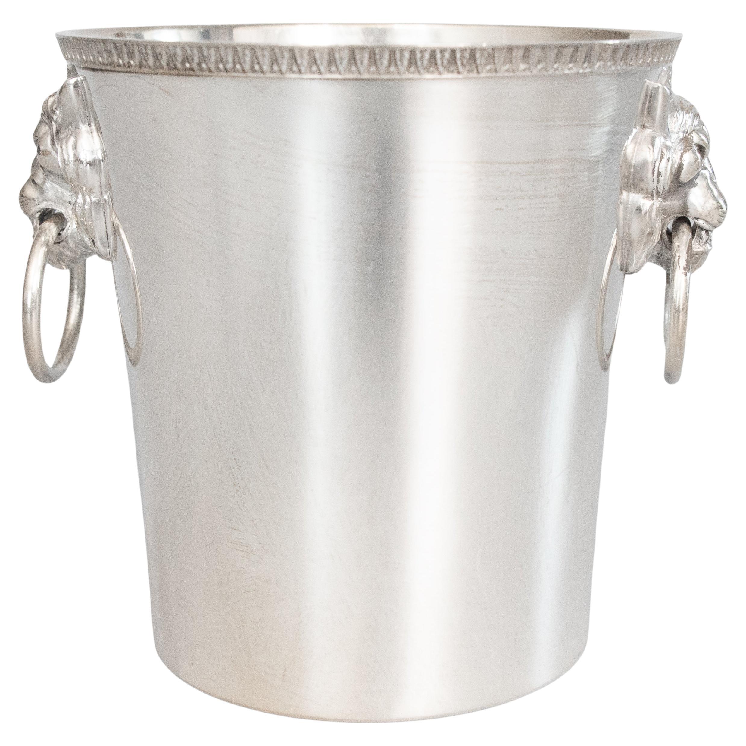 Mid-20th Century French Silver Plate Lion Heads Ice Bucket