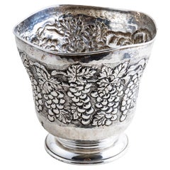 Mid-20th Century French Silver Plate Repousse Champagne Bucket with Grapes