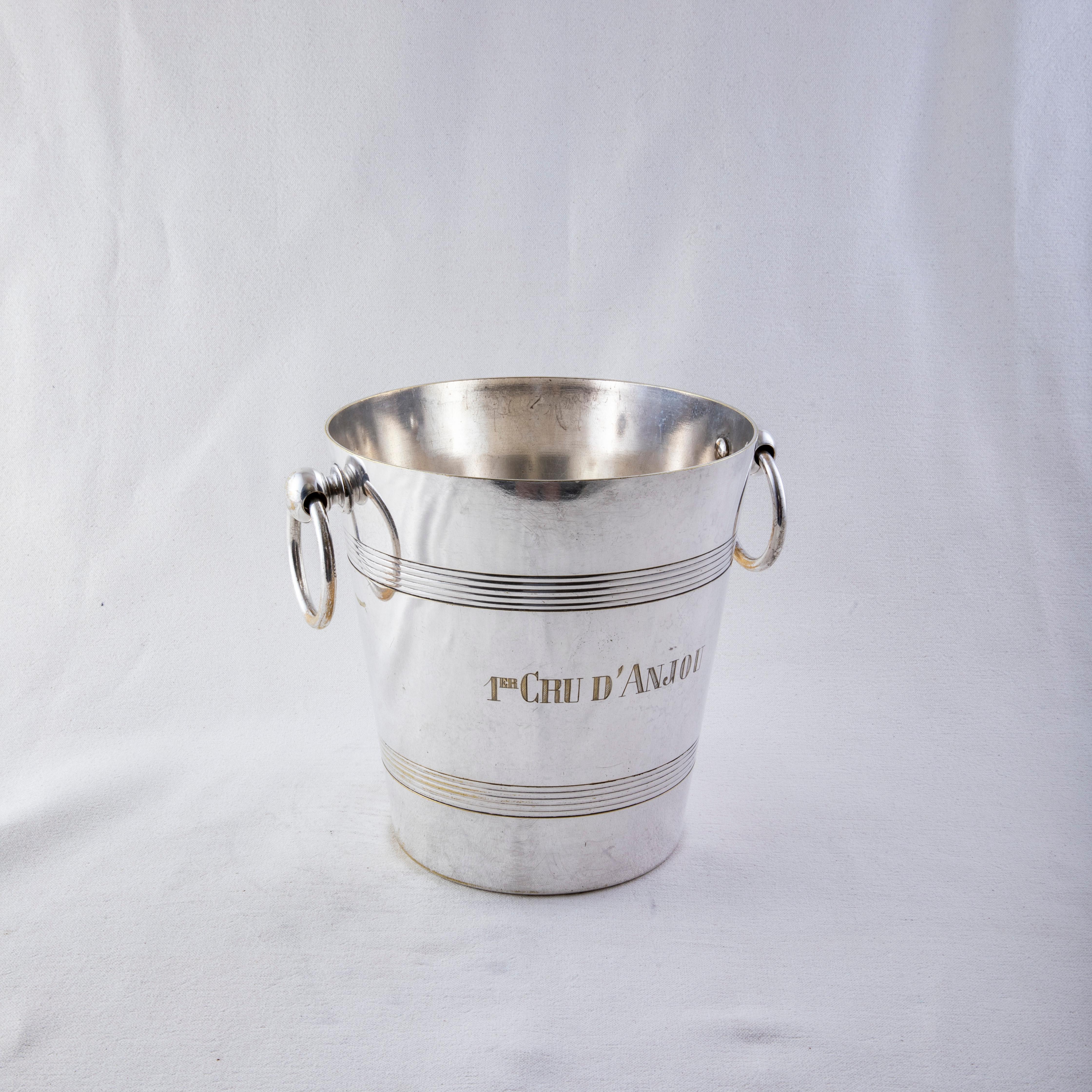 Mid-20th Century French Silver Plate Wine Chiller, Champagne Bucket, Premier Cru In Good Condition In Fayetteville, AR