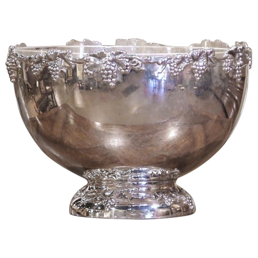 Mid-20th Century French Silver Plated Champagne Cooler Bucket with Glass Liner
