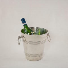 Mid-20th Century French Silver Plate Champagne Bucket, Wine Chiller Ring Handles