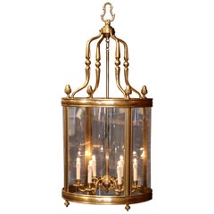 Mid-20th Century French Six-Light Brass Lantern with Decorative Finials