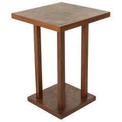 Mid-20th Century French Square Oak Marquetry Side Table or End Table