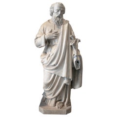 Statue de St Joseph en pierre reconstituée et en terre cuite datant du milieu du 20e siècle