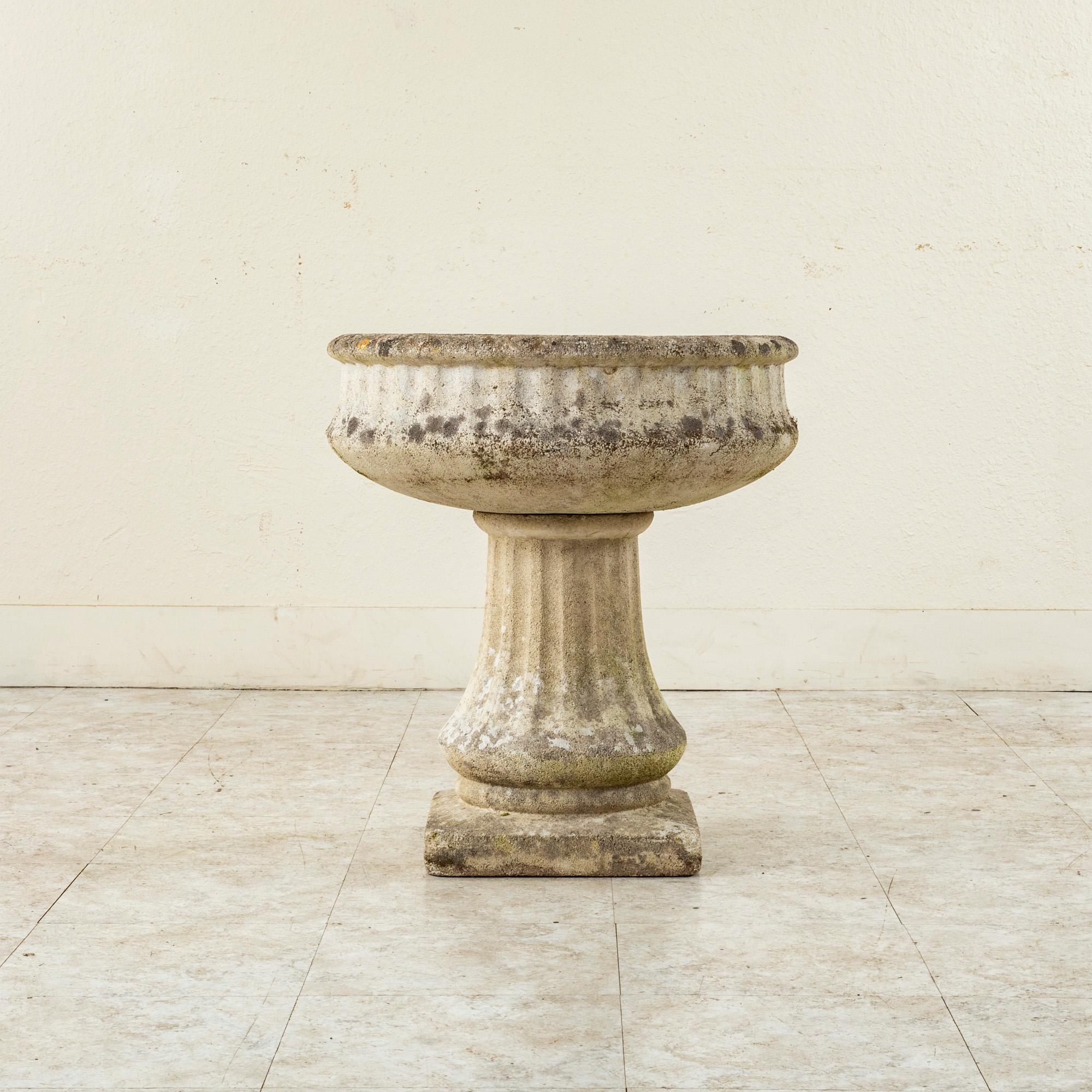 Mid-20th Century French Stone Urn on Pedestal In Good Condition In Fayetteville, AR