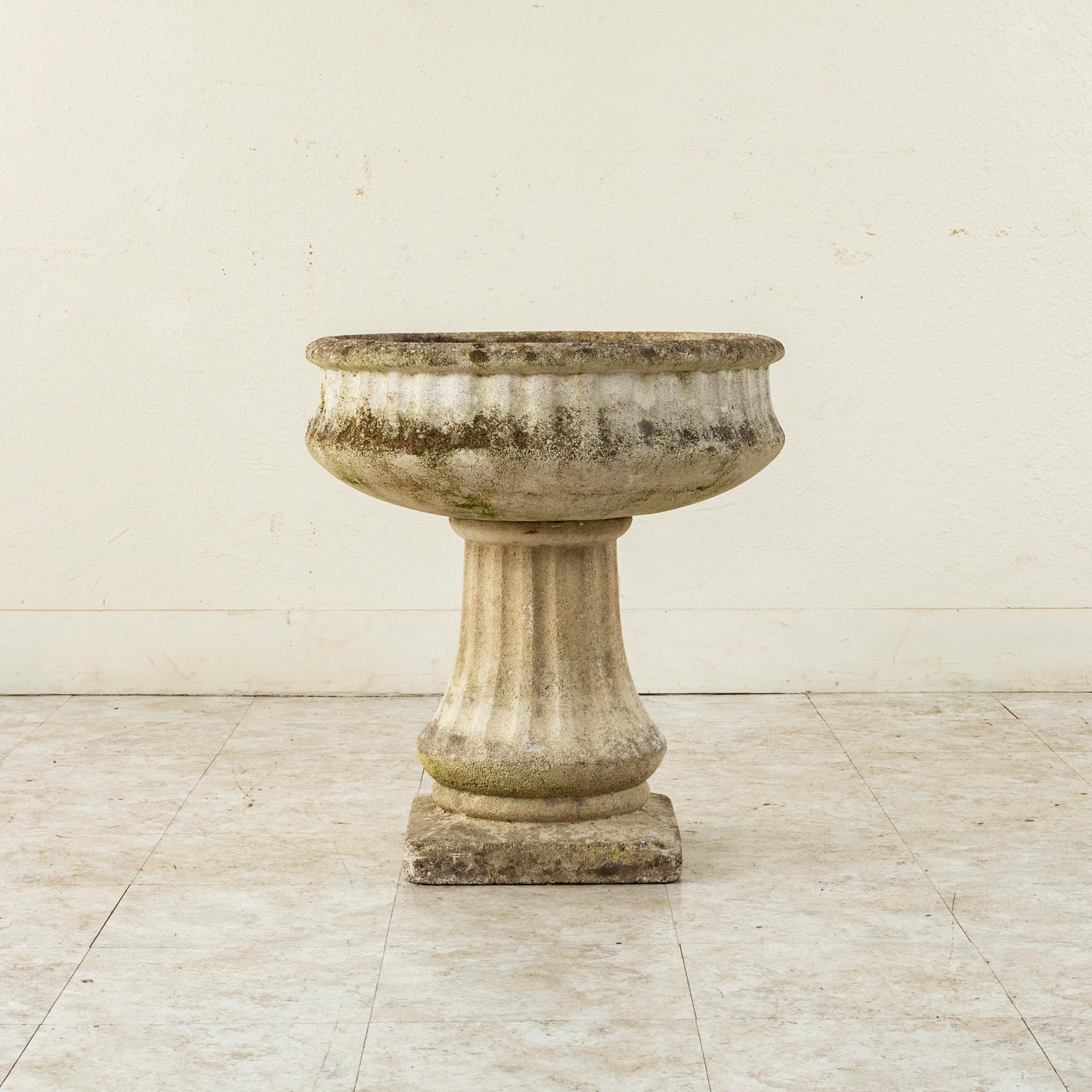 Mid-20th Century French Stone Urn on Pedestal 1