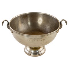 Mid-20th Century French Taittinger Hotel Champagne Bucket Silverplate with Swans