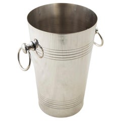 Mid-20th Century French Tall Silver Plate Champagne Bucket, Drop Ring Handles