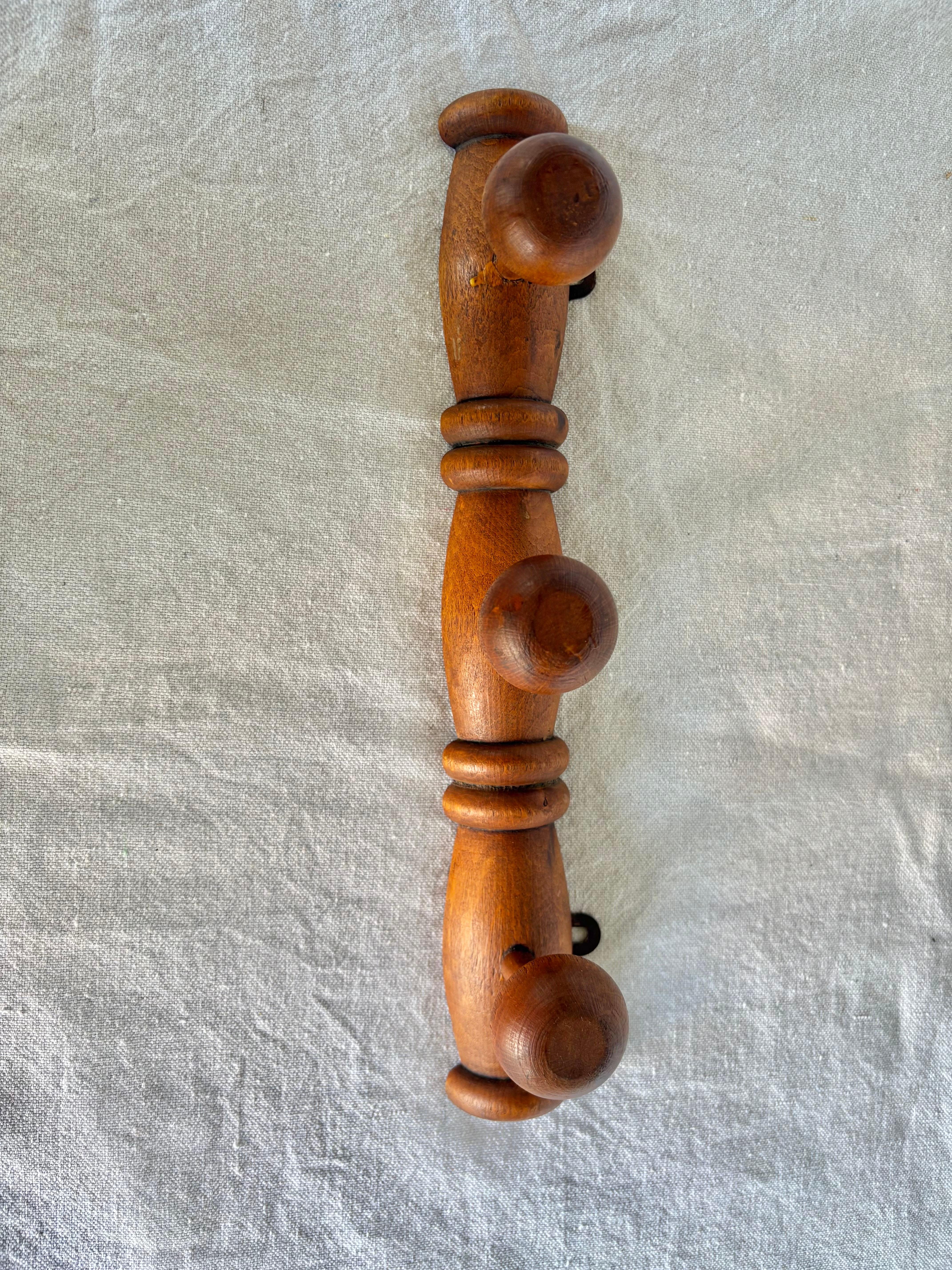 Iron Mid 20th Century French Three Hook Coat Hat Rack For Sale