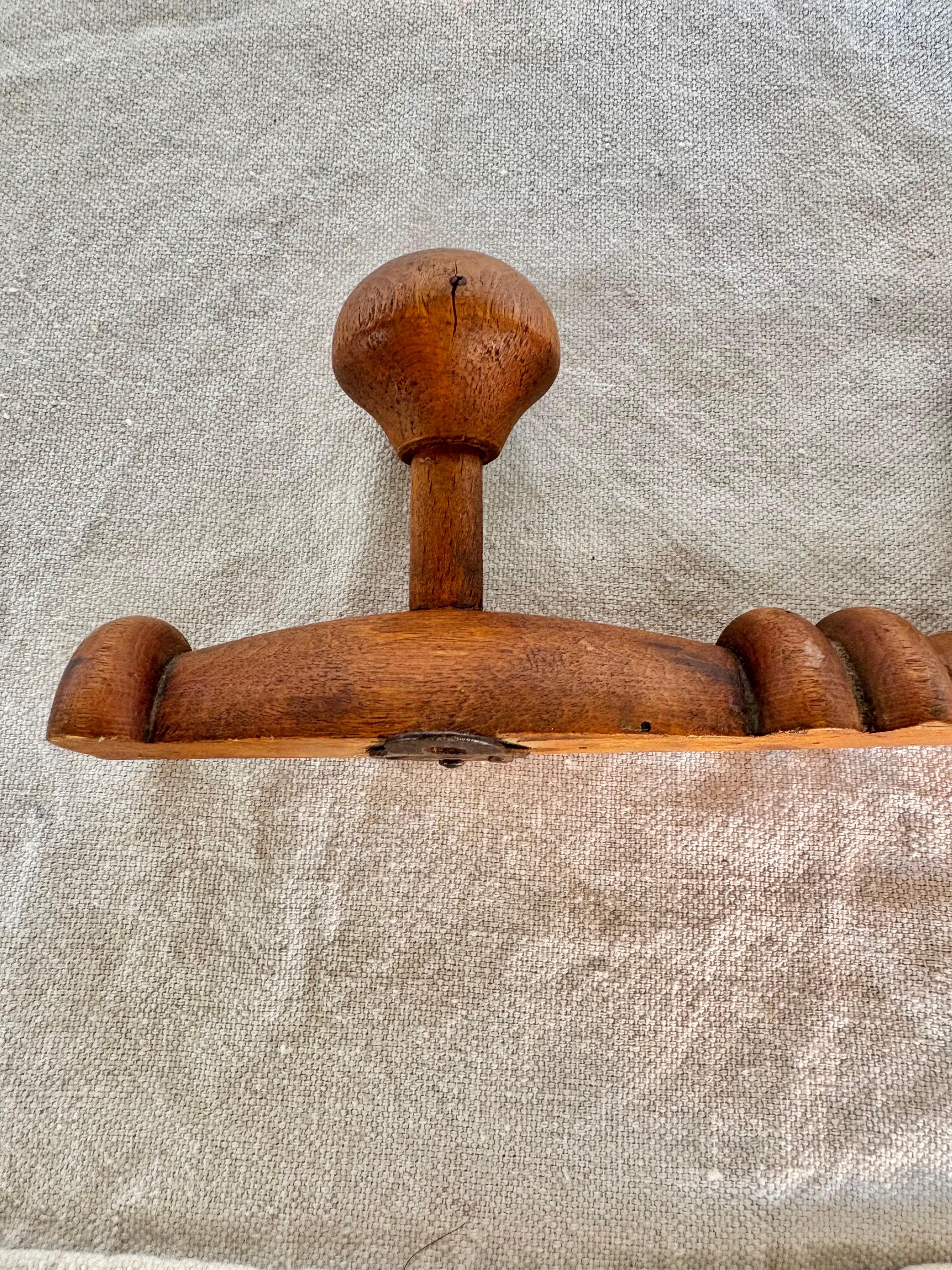 Mid 20th Century French Three Hook Coat Hat Rack For Sale 4