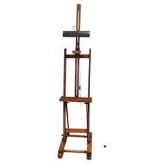 Mid-20th Century French Wooden Artist Easel with Light