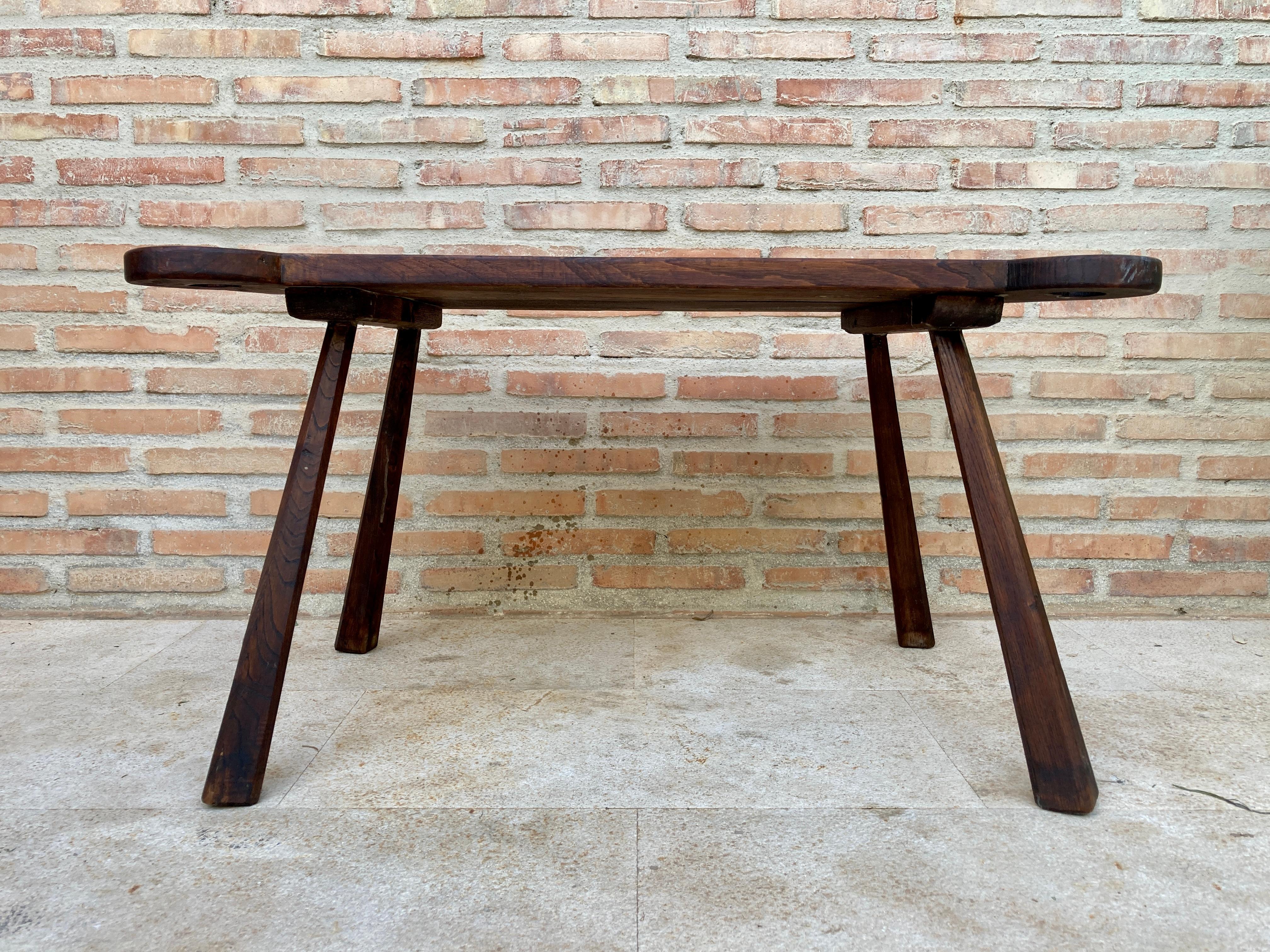 Walnut Mid 20th Century French Wooden Rustic Side Table, 1960´S For Sale