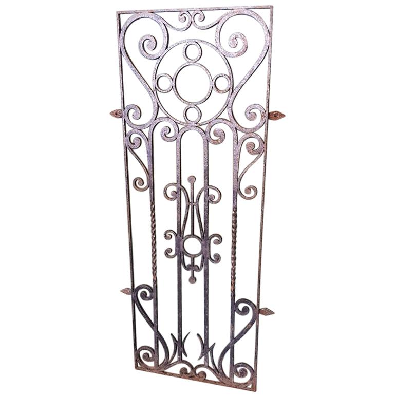 Mid-20th Century French Wrought Iron Door Grill For Sale
