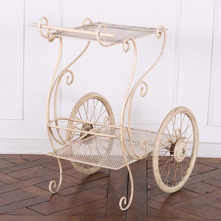 Mid-20th Century French Wrought Iron Scrolled Design Tea Drinks Trolley Cart In Good Condition In Vancouver, British Columbia