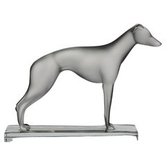Mid 20th Century Frosted Glass Sculpture "Standing Greyhound" by Marc Lalique