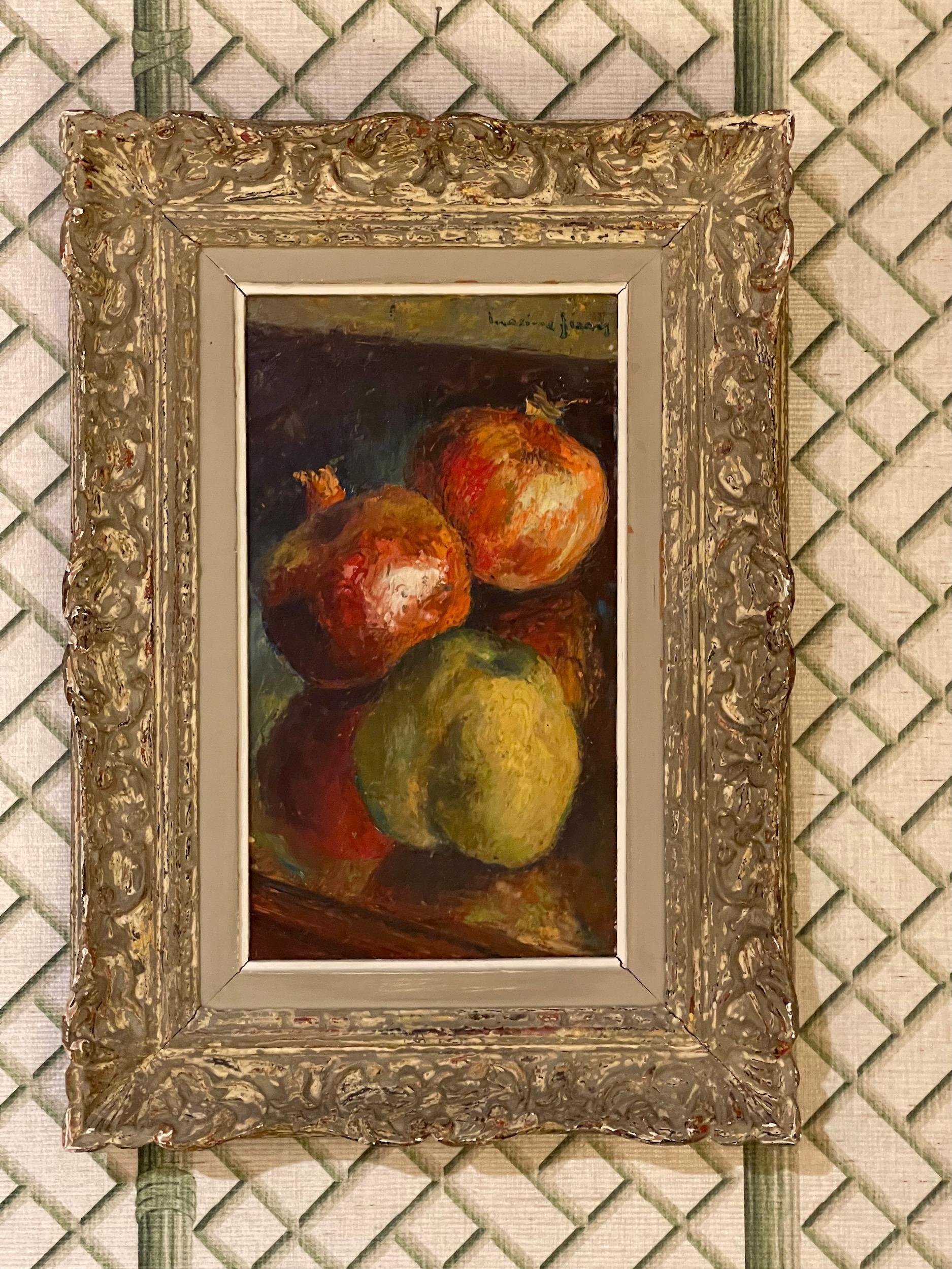 Mid 20th Century Fruits Still Life Oil Painting, Framed In Good Condition For Sale In Charlottesville, VA