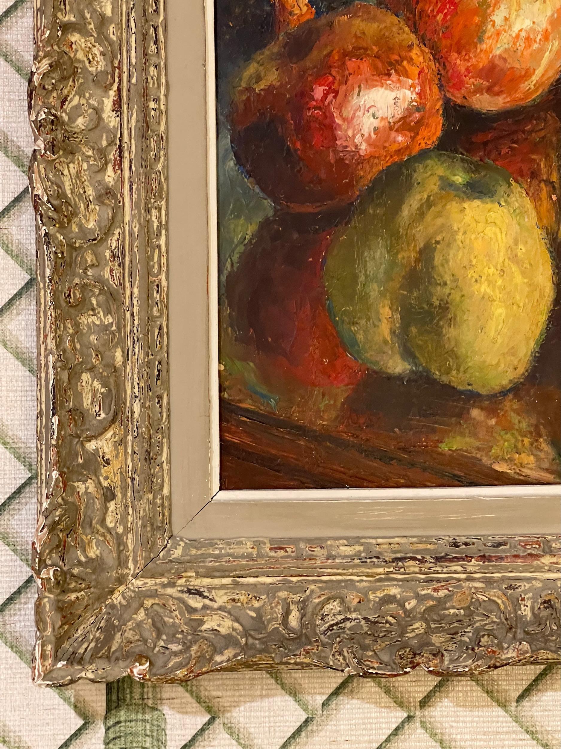 Mid-20th Century Mid 20th Century Fruits Still Life Oil Painting, Framed For Sale