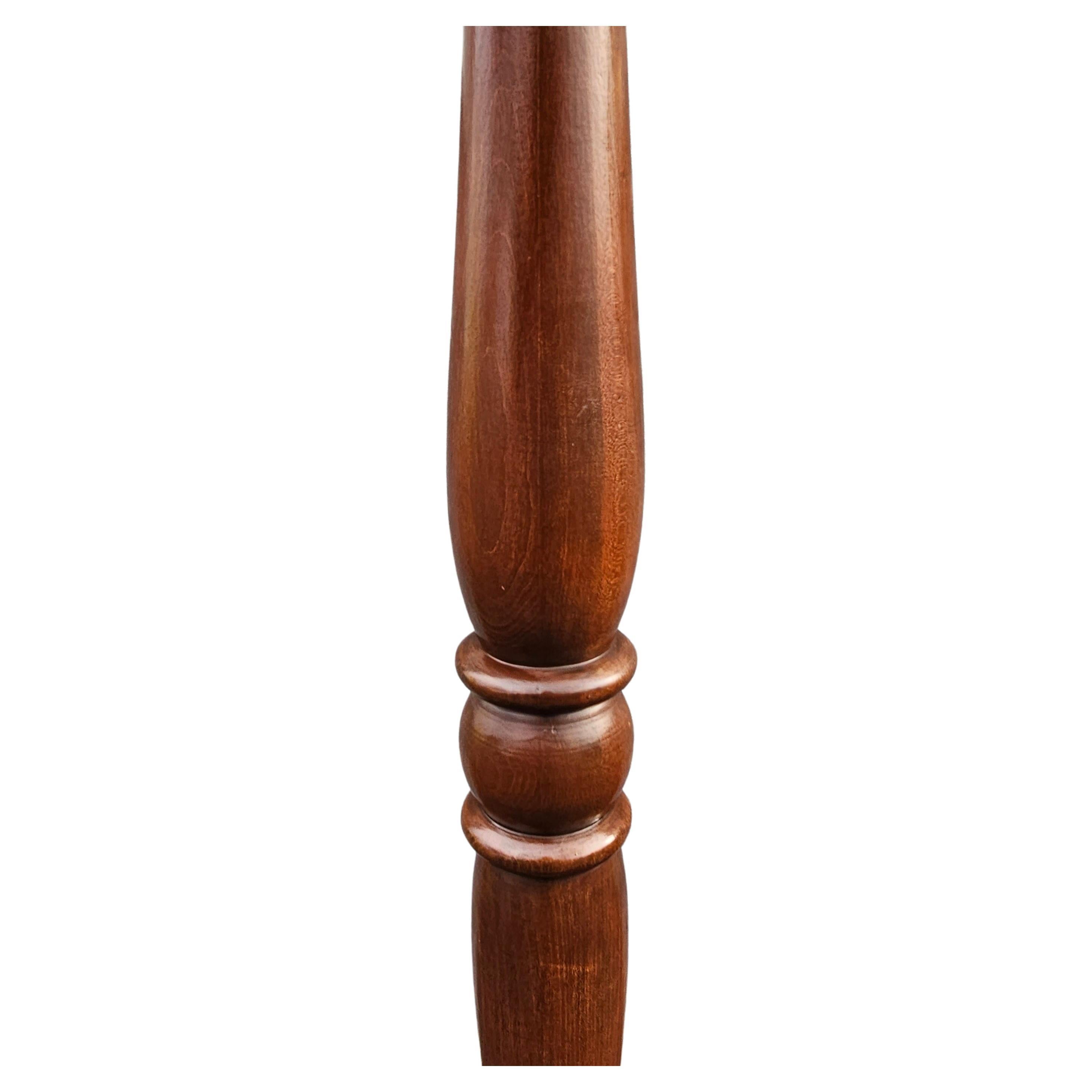 Stained Mid 20th Century Fruitwood Spindle Two-Light Floor Lamp For Sale