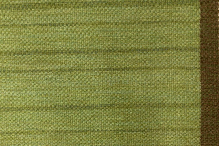Mid-Century Modern Mid-20th Century Geomatric Green Swedish Flat-Weave Rug by Doris Leslie Blau For Sale