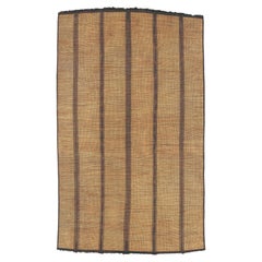 Mid 20th Century Geometric Moroccan Handwoven Leather & Reed Tuareg Mat