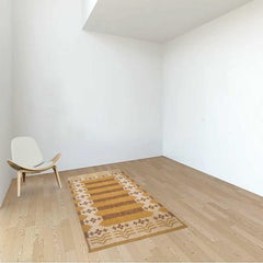 Tapis géométrique suédois beige, jaune et brun du milieu du 20e siècle Dekolet