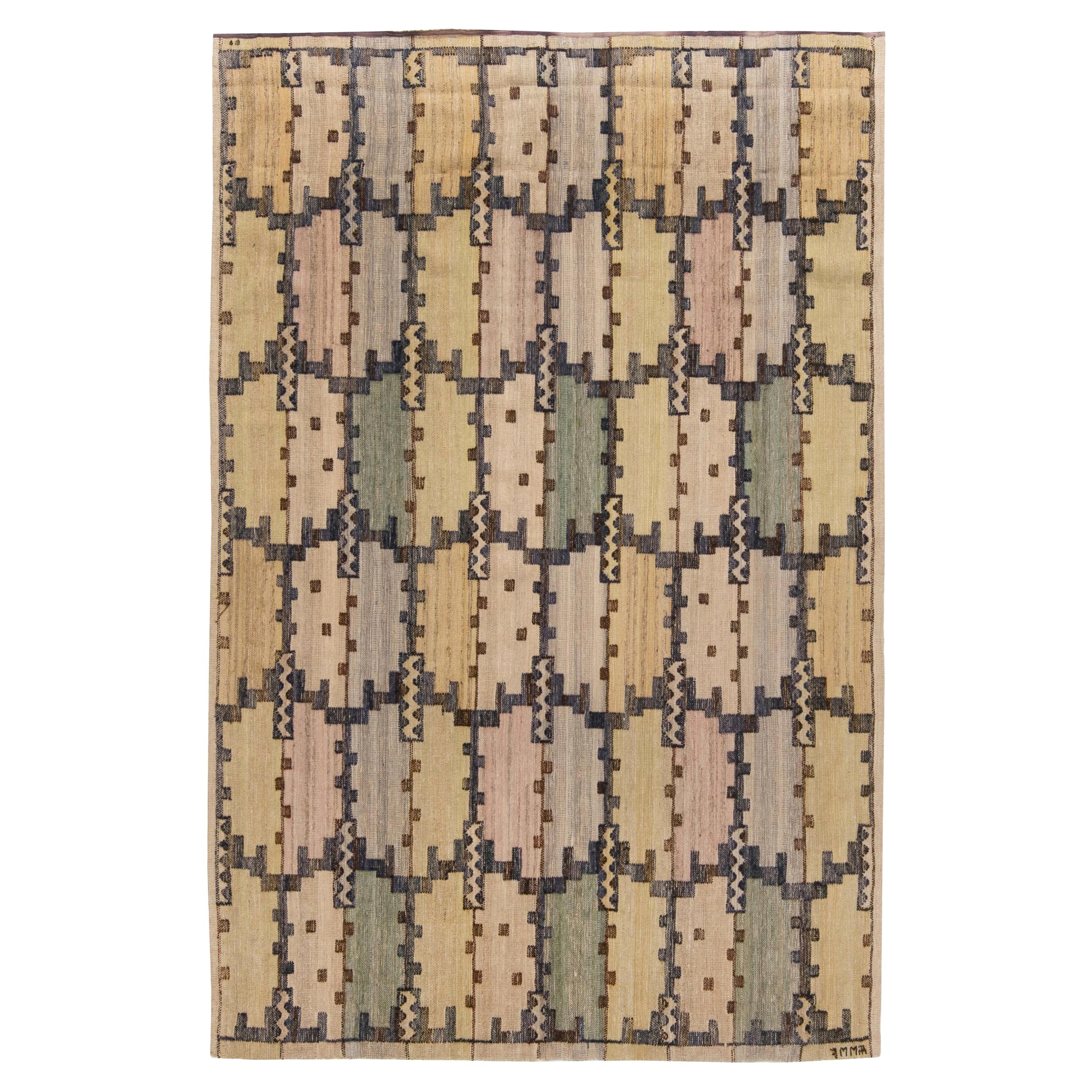 Mid-20th Century Geometric Swedish Tapestry Weave by Marta Mass-Fjetterström