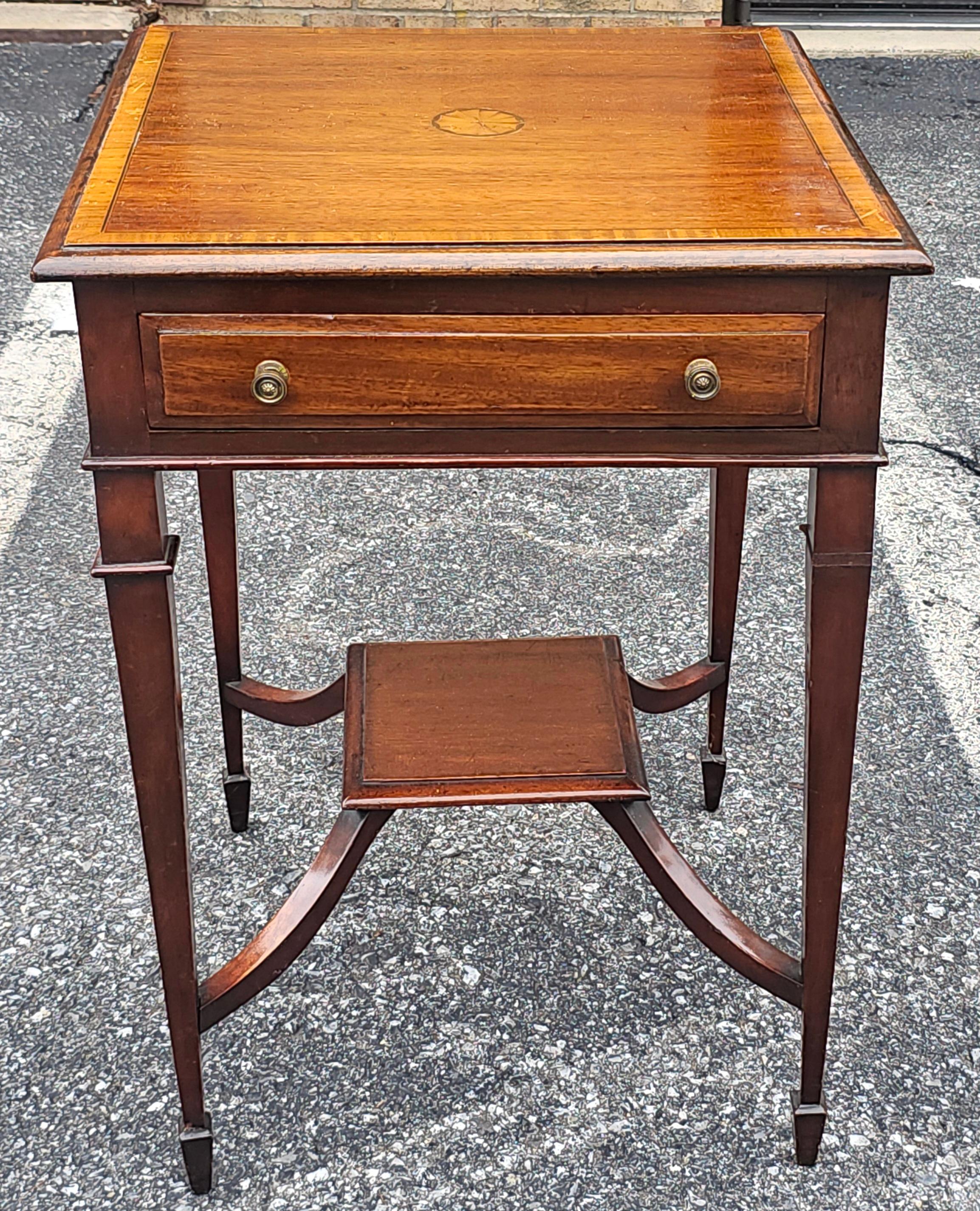 A Mid 20th Century George III Style Mahogany Inlaid Single Drawer Side Table
 Measures 20
