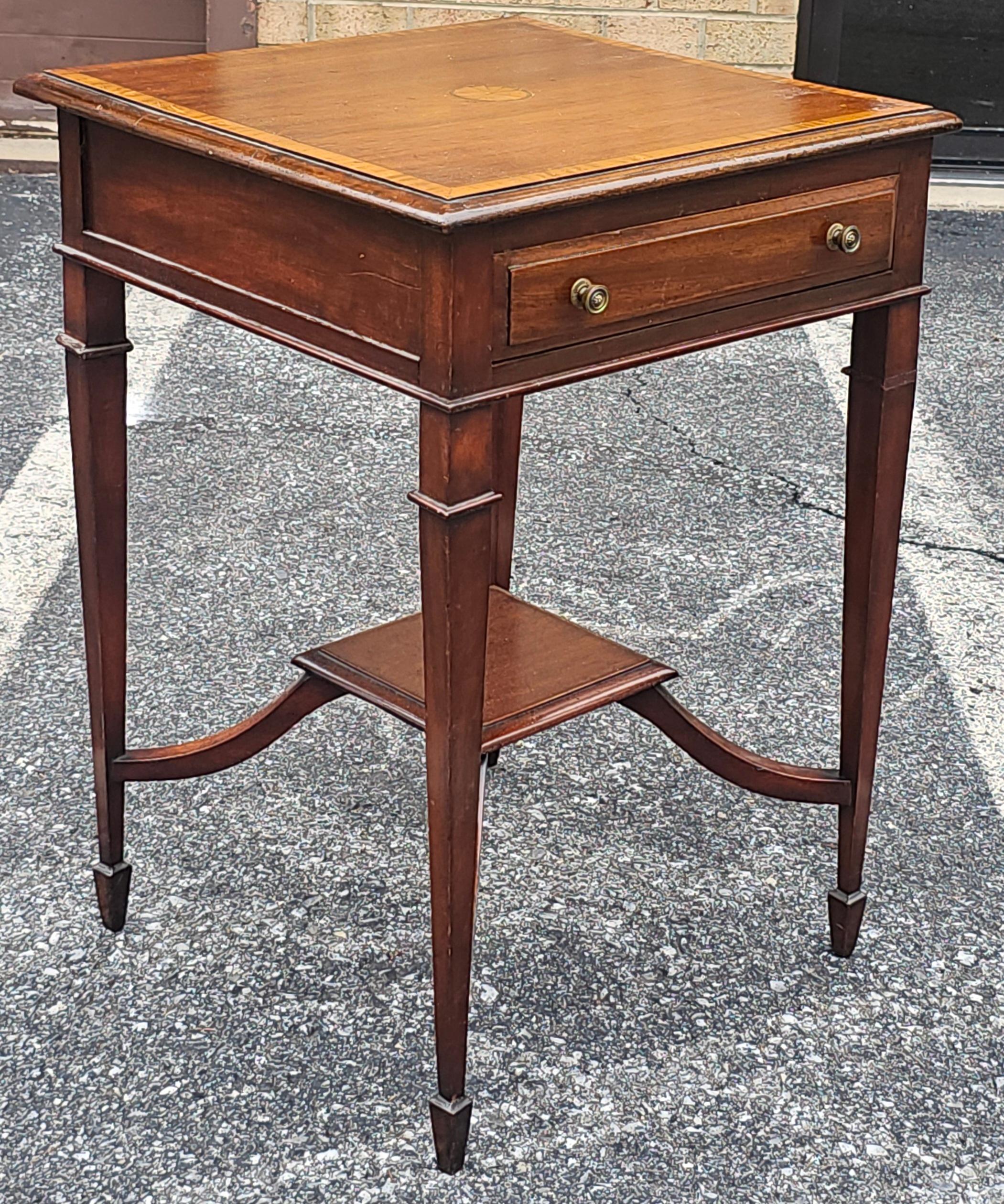American Mid 20th Century George III Style Mahogany Inlaid Side Table For Sale
