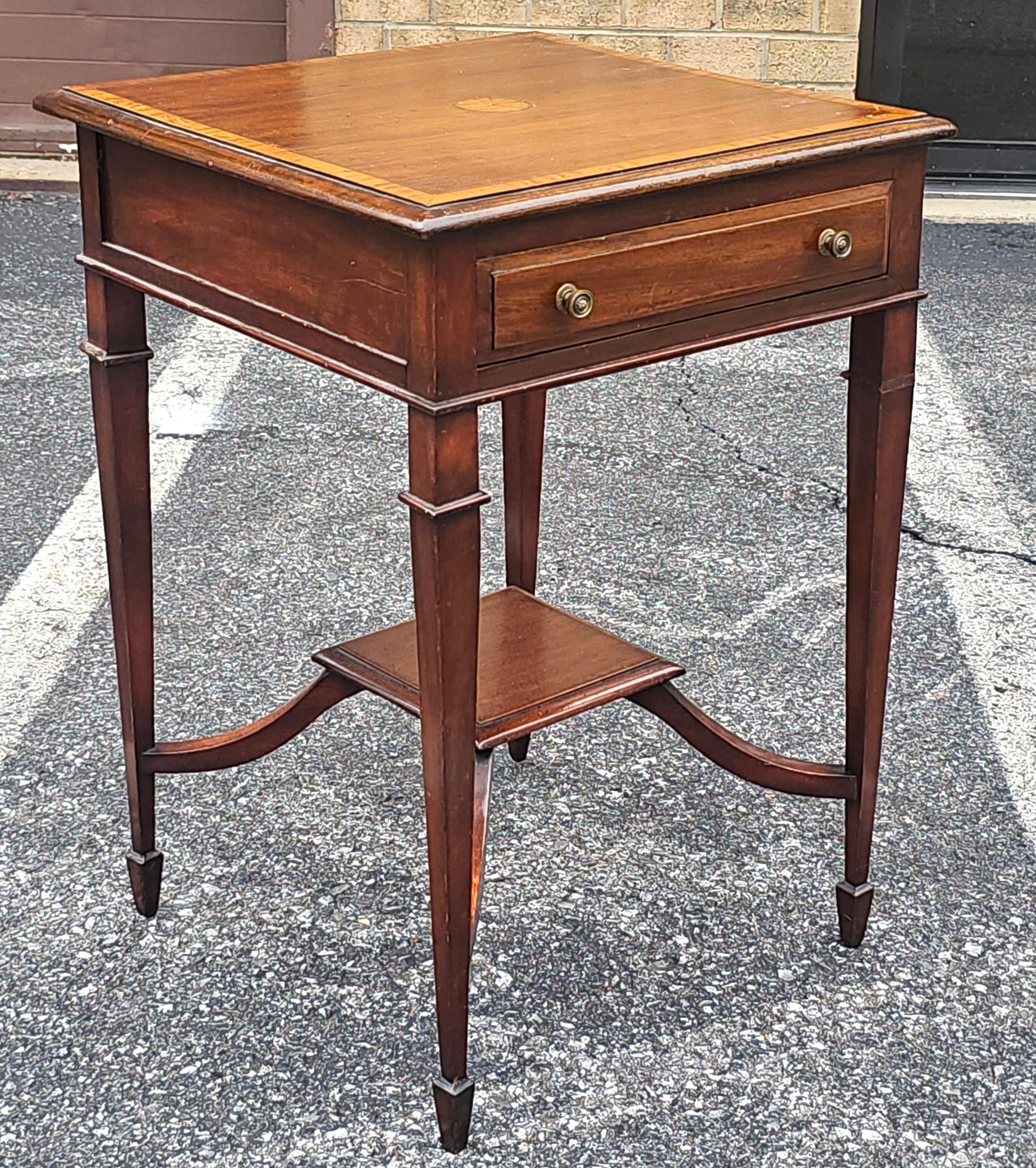 Stained Mid 20th Century George III Style Mahogany Inlaid Side Table For Sale