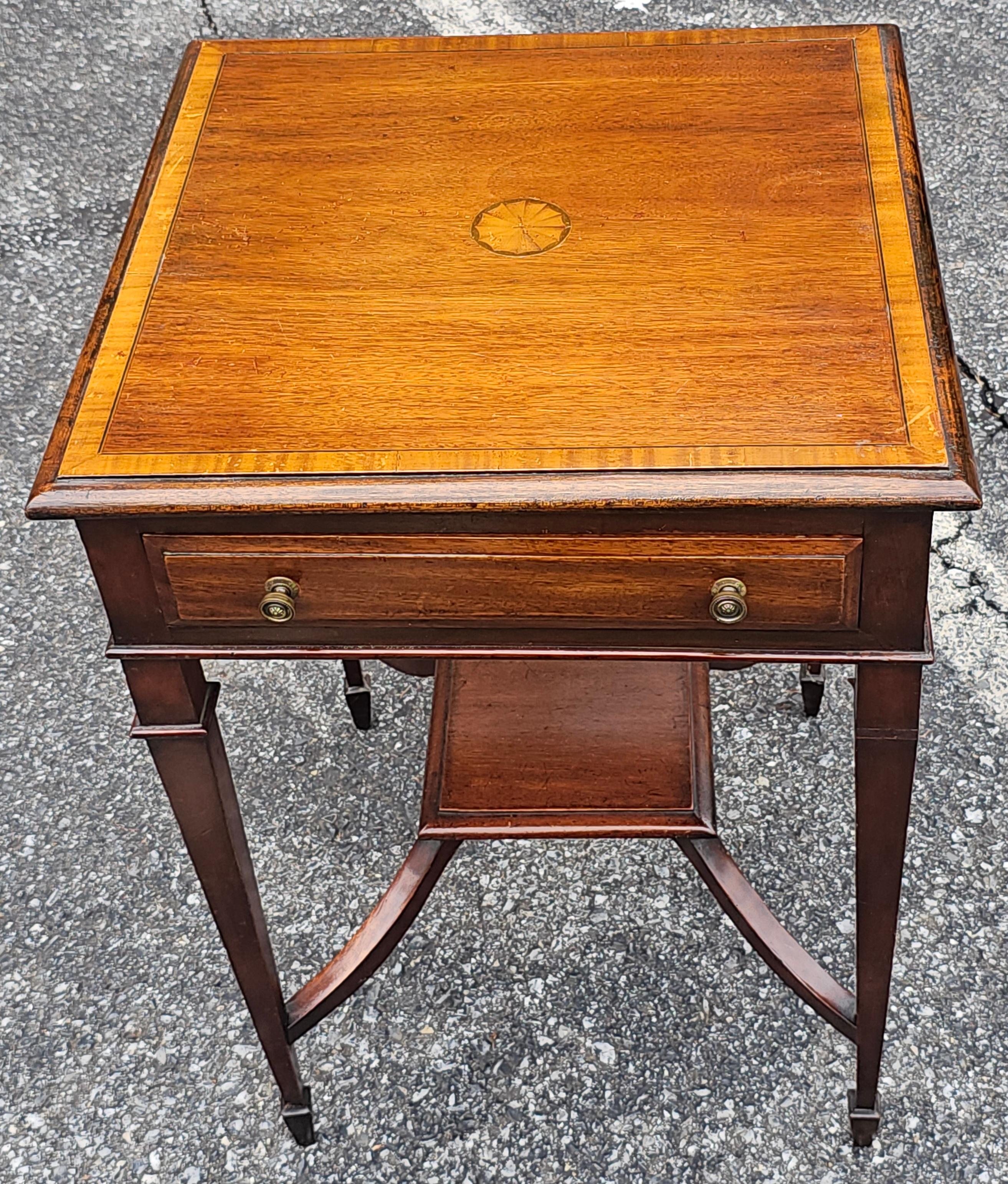 Mid 20th Century George III Style Mahogany Inlaid Side Table For Sale 1