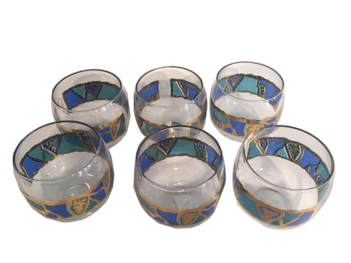 Mid-Century Modern Mid-20th Century Georges Briard Roly Poly Cocktail Glasses in the Europa Pattern