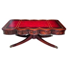 Mid-20th Century Georgian Style Mahogany and Tooled Leather Inset Coffee Table