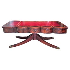 Mid-20th Century Georgian Style Mahogany and Tooled Leather Inset Coffee Table