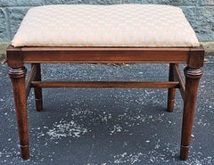 Mid 20th Century Georgian Style Mahogany and Upholstered Bench