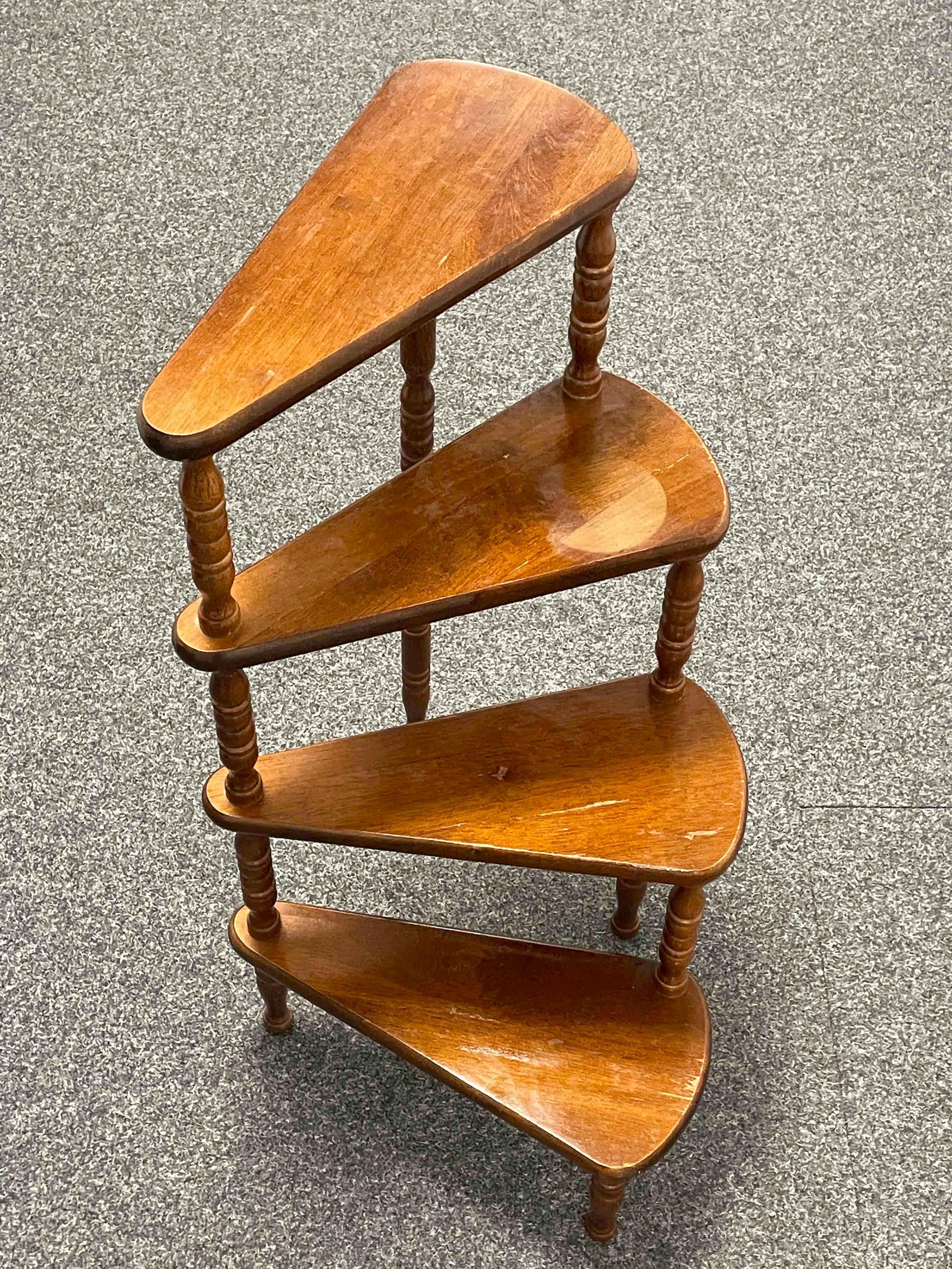 Mid-20th Century German Carved Wood Spiral Step Library Ladder 3