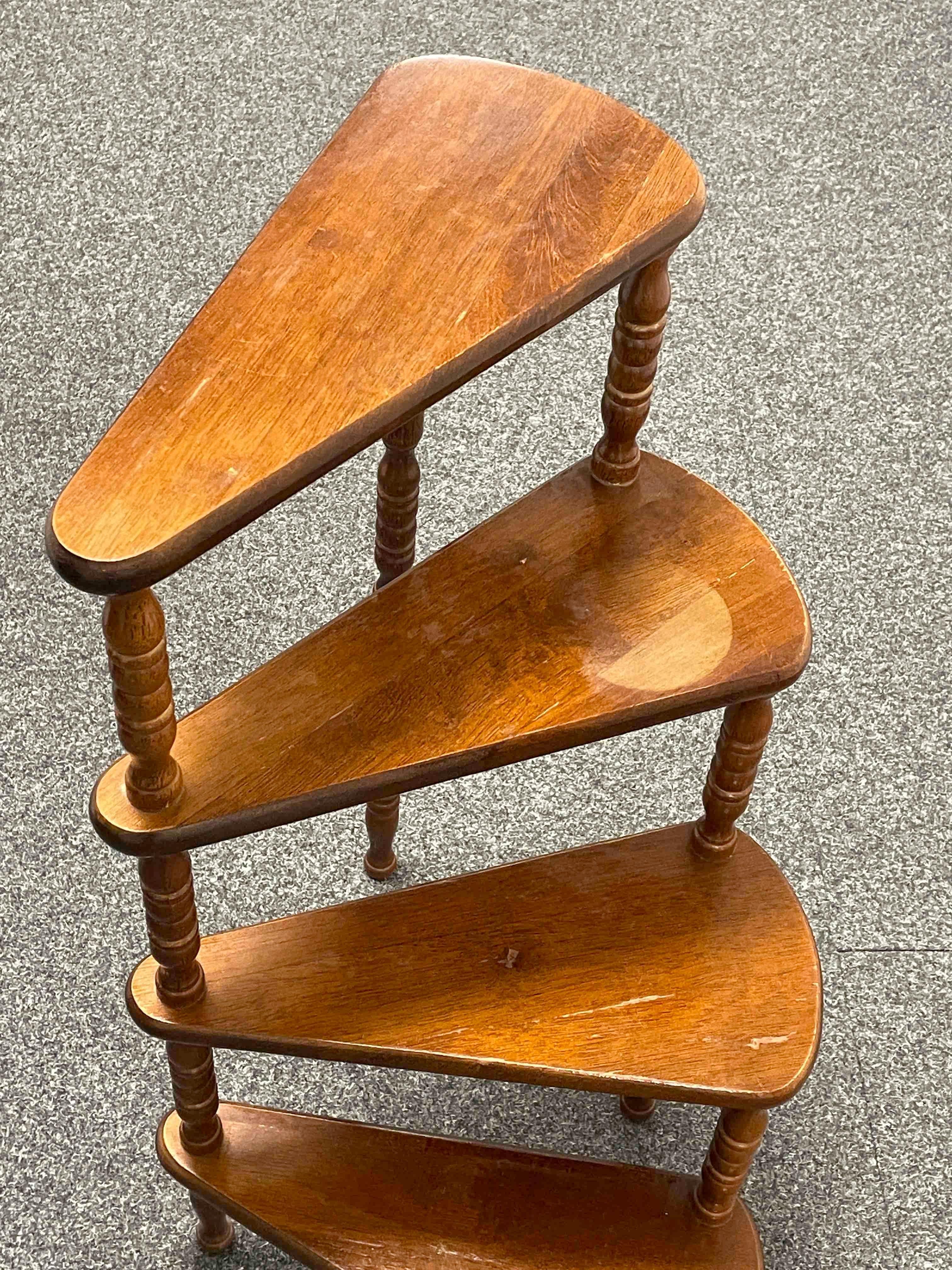 Mid-20th Century German Carved Wood Spiral Step Library Ladder 5