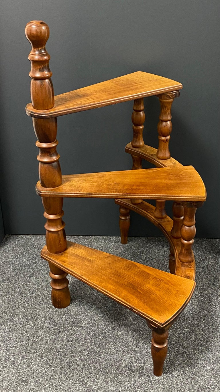 Mid20th Century German Carved Wood Spiral Step Library Ladder at 1stDibs