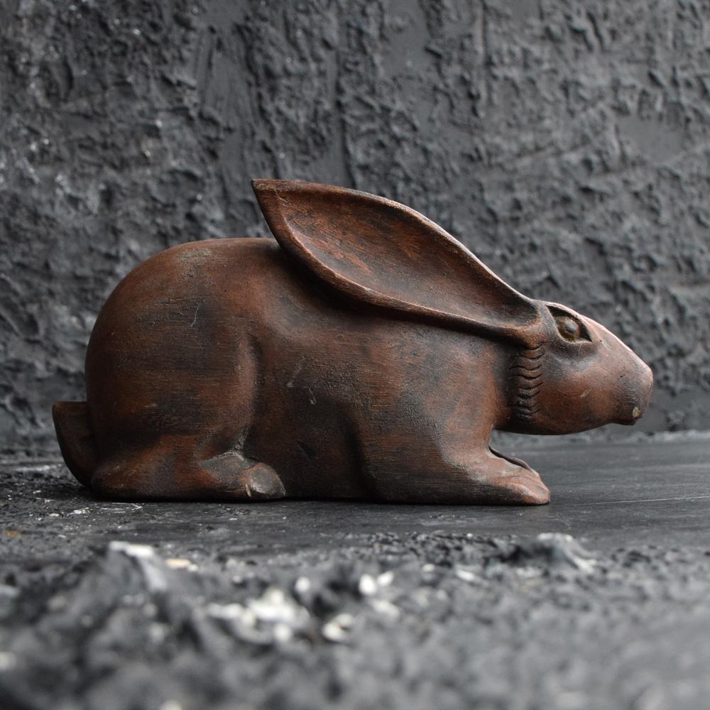 Mid-20th Century German Carved Wooden Life-Size Rabbit Figure 3